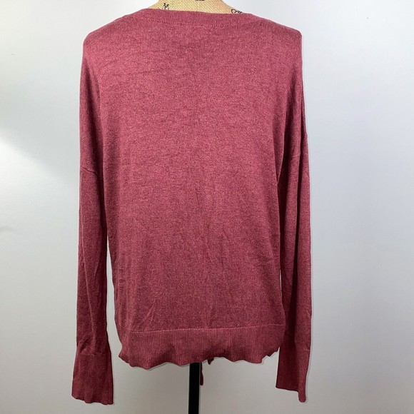 Olive & Oak Light Burgundy Rust Front Tie Sweater Long Sleeves Pullover Women XL - Picture 5 of 8